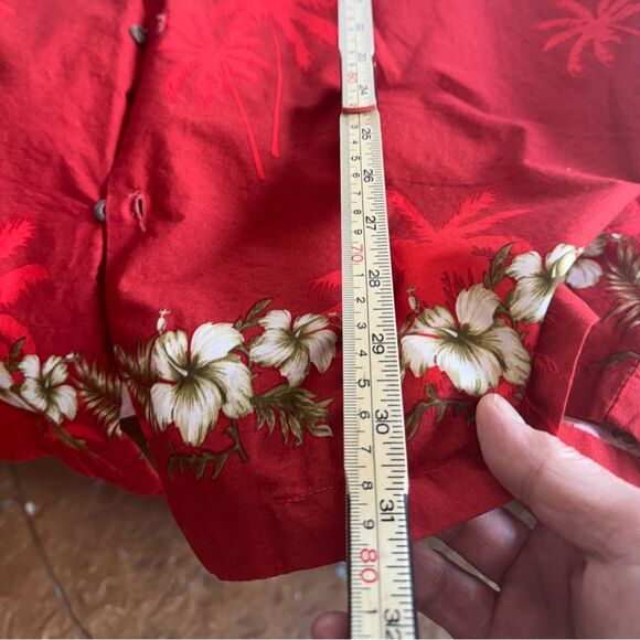 Men's Fashionable Hawaiian Style Shirt Ali fashions red Hibiscus SZ XXL - Picture 4 of 7